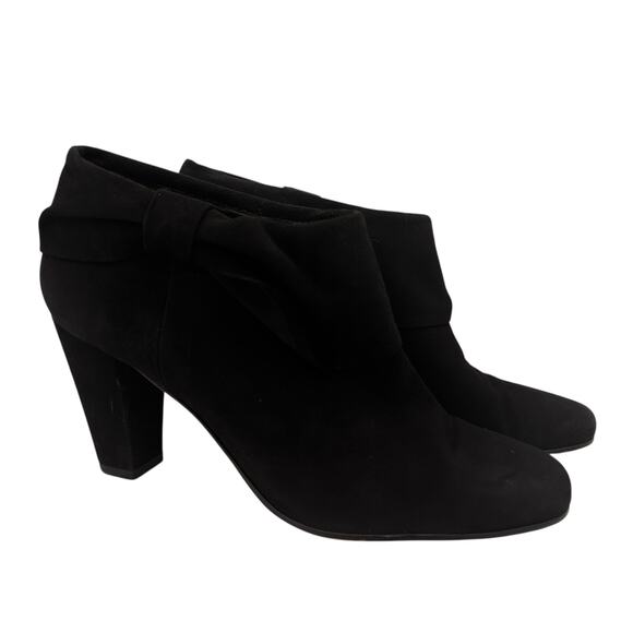 Kate Spade Black Leather Suede Bow Cuff Booties Size 9 - Picture 1 of 7